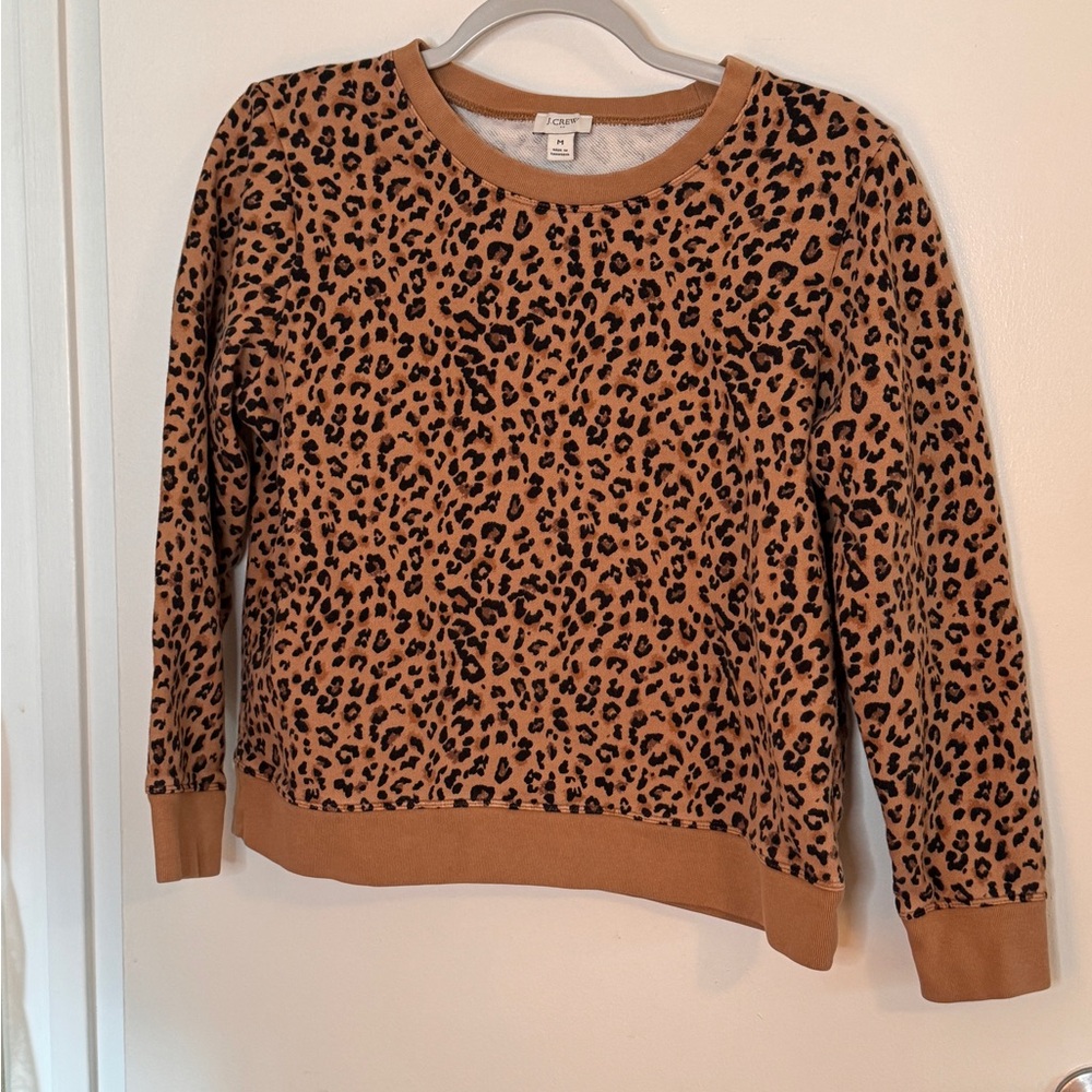 J. Crew Leopard Print Crewneck Sweater - Camel/Black